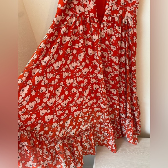 Eliza J high-low Red open Shoulder floral maxi dress Size 14 - Picture 5 of 10